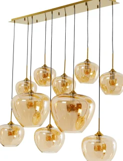 Lampa wisząca do salonu klosze bursztynowe szklane 110x160 cm
