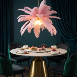 Lampa wisząca Feather Palm różowa Ø60cm