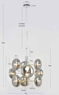 Lampa wisząca Headlight 53x61 cm srebrna - klosze szklane