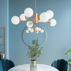 Lampa wisząca Heavenly Ø98 cm złota - klosze białe