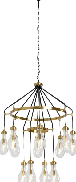 Lampa wisząca Highlight 12L Ø97 cm czarno-złota - klosze transparentne