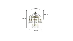 Lampa wisząca Highlight 12L Ø97 cm czarno-złota - klosze transparentne
