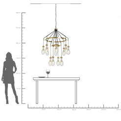 Lampa wisząca Highlight 12L Ø97 cm czarno-złota - klosze transparentne