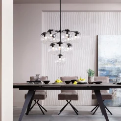 Lampa wisząca Lasmina 91x110 cm czarna - klosze szklane
