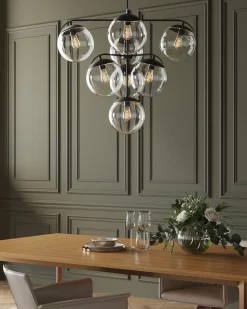 Lampa wisząca Lasmina 91x110 cm czarna - klosze szklane