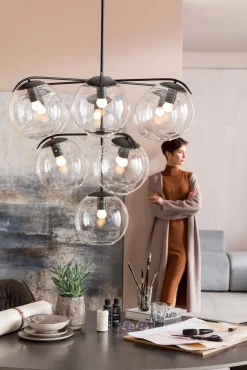 Lampa wisząca Lasmina 91x110 cm czarna - klosze szklane