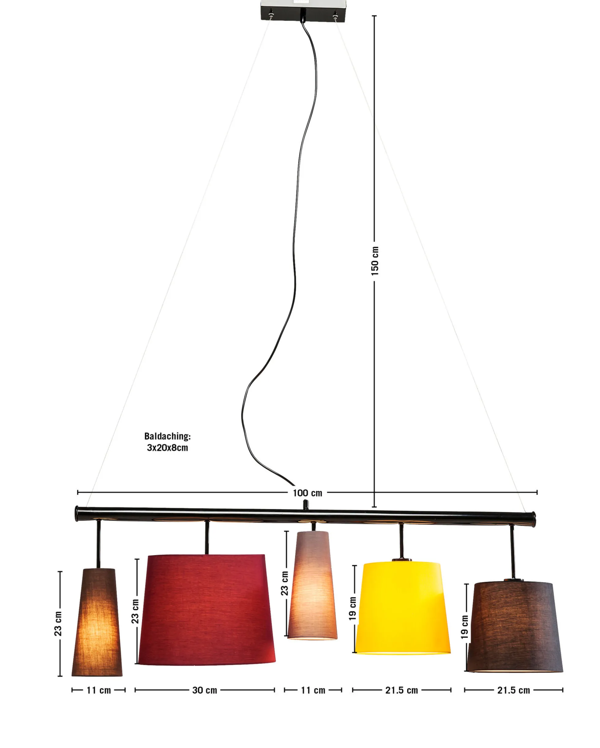 Lampa wisząca Parecchi 107x37 cm kolorowa