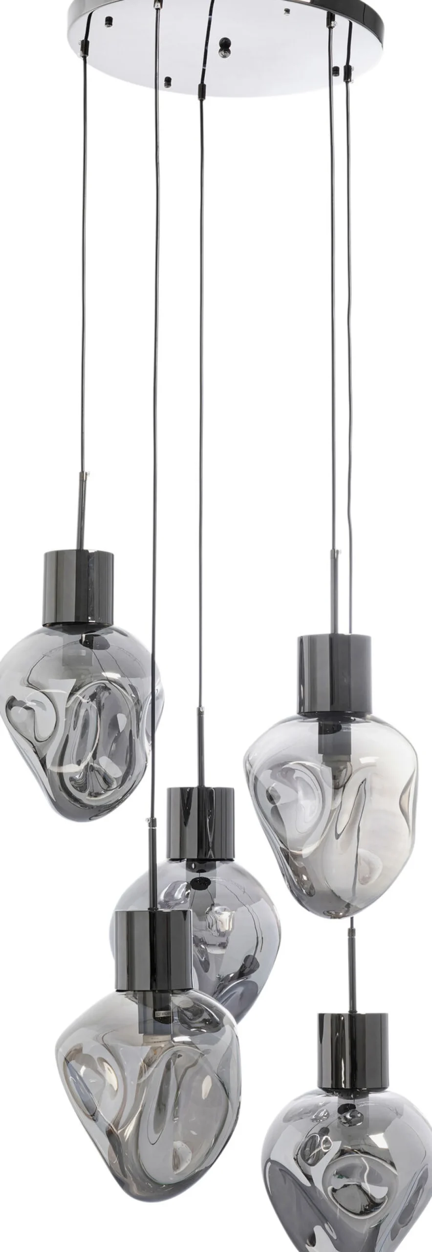 Lampa wisząca przydymiona 5L stal i szkło Ø50x160 cm