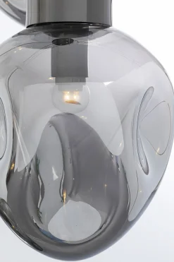 Lampa wisząca przydymiona 3L stal i szkło Ø45x160 cm