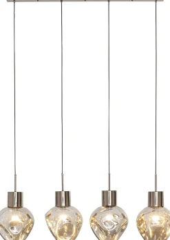 Lampa wisząca przydymiona 4L stal i szkło 110 cm