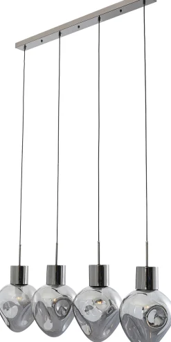 Lampa wisząca przydymiona 4L stal i szkło 110 cm