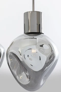 Lampa wisząca przydymiona 4L stal i szkło 110 cm