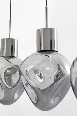 Lampa wisząca przydymiona 4L stal i szkło 110 cm