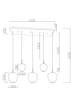 Lampa wisząca Sphere nocny niebieski 160cm
