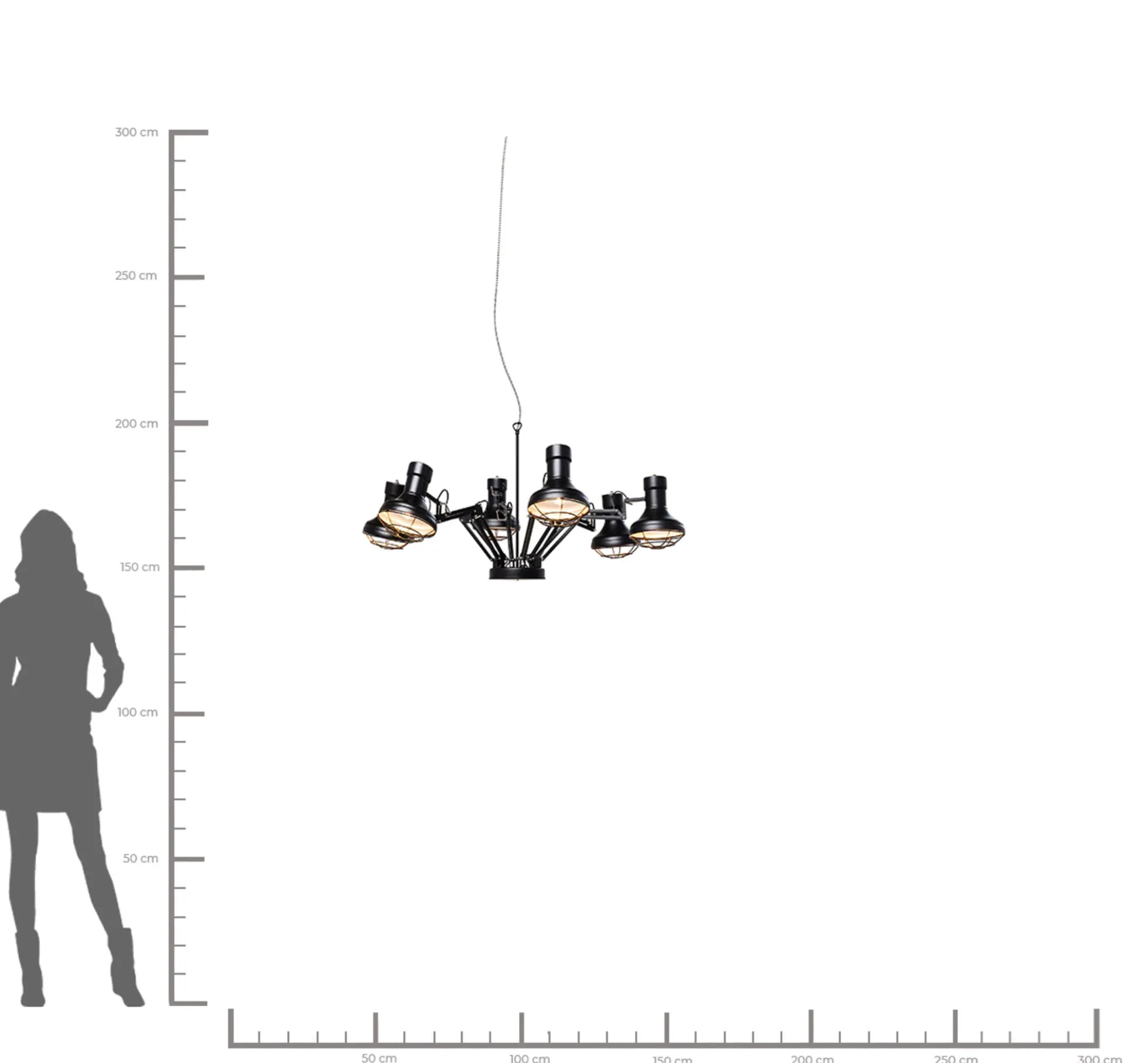 Lampa wisząca Spider Multi 6-lite 110x60 cm czarna