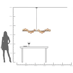 Lampa wisząca szklane klosze czarna 155x138 cm