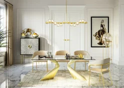 Lampa wisząca szklane klosze złota 155x138 cm