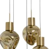 Lampa wisząca złota 5L stal i szkło Ø50x160 cm