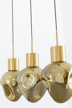 Lampa wisząca złota 4L stal i szkło 110 cm