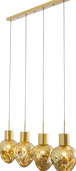 Lampa wisząca złota 4L stal i szkło 110 cm