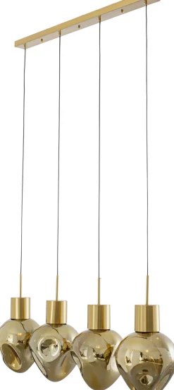 Lampa wisząca złota 4L stal i szkło 110 cm