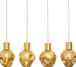 Lampa wisząca złota 4L stal i szkło 110 cm