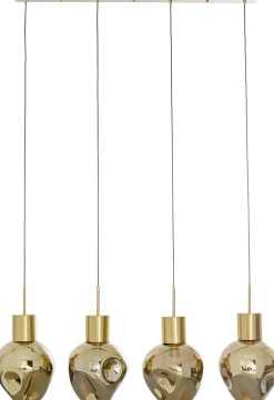 Lampa wisząca złota 4L stal i szkło 110 cm