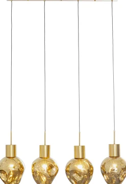 Lampa wisząca złota 4L stal i szkło 110 cm