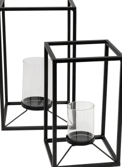 Latarenki czarne loft stalowe 2-set