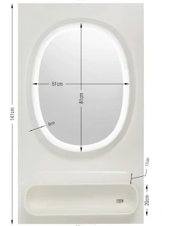 Lustro ścienne Aero LED białe 80x141cm