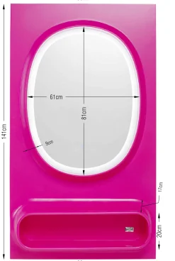 Lustro ścienne Aero LED różowe 80x141cm