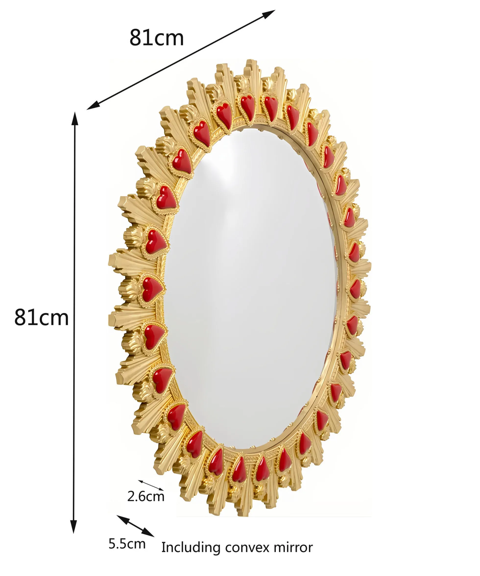 Lustro Ścienne Flaming Heart Ø81cm