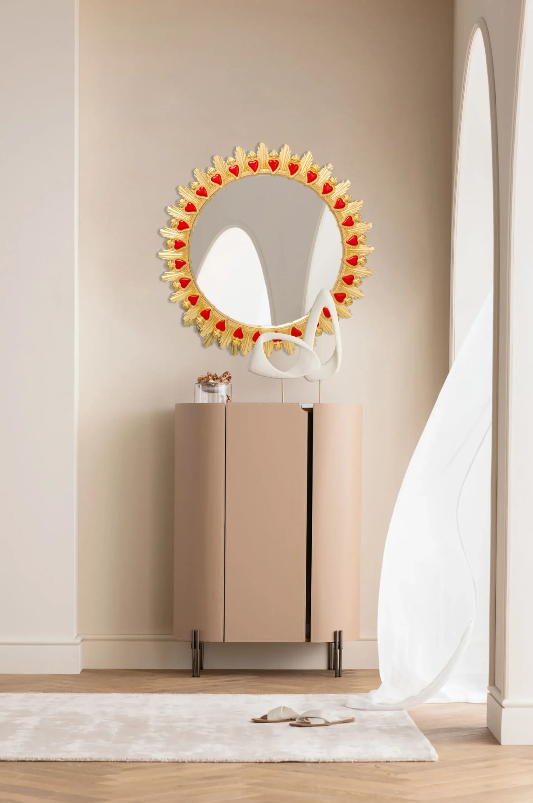 Lustro Ścienne Flaming Heart Ø81cm