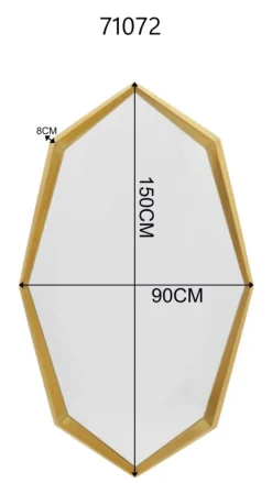Lustro Ścienne Octagon Złote 90x150cm