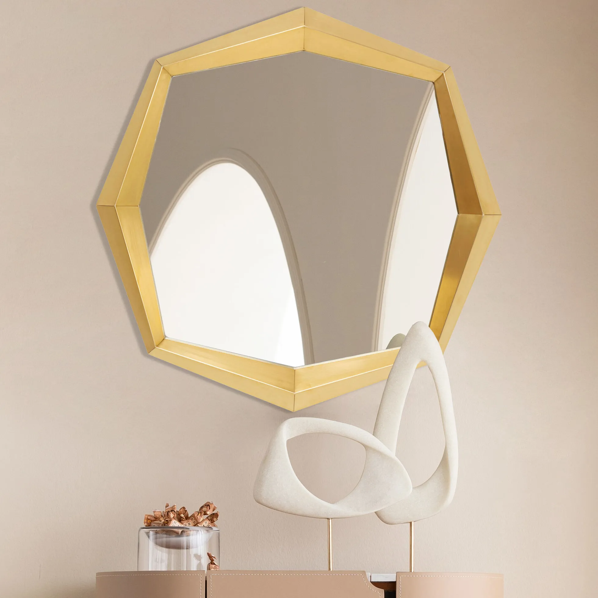 Lustro ścienne Octagon złote 80x80cm
