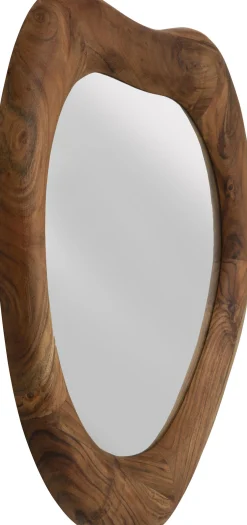 Lustro do salonu rama z drewna akacjowego brązowa 80x78 cm
