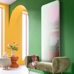 Lustro prostokątne do salonu rama naturalna dębowa 70x200 cm