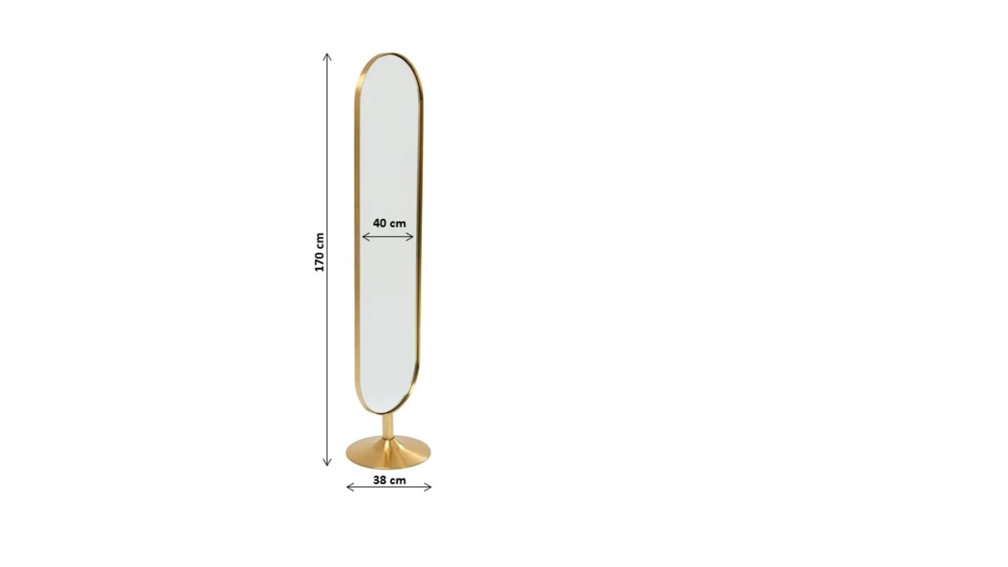 Lustro stojące Curve MO 40x170 cm mosiężne