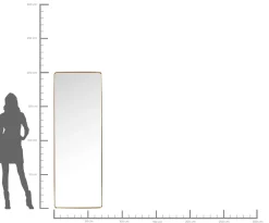 Lustro stojące Curve Rectangular 200x70cm mosiężne