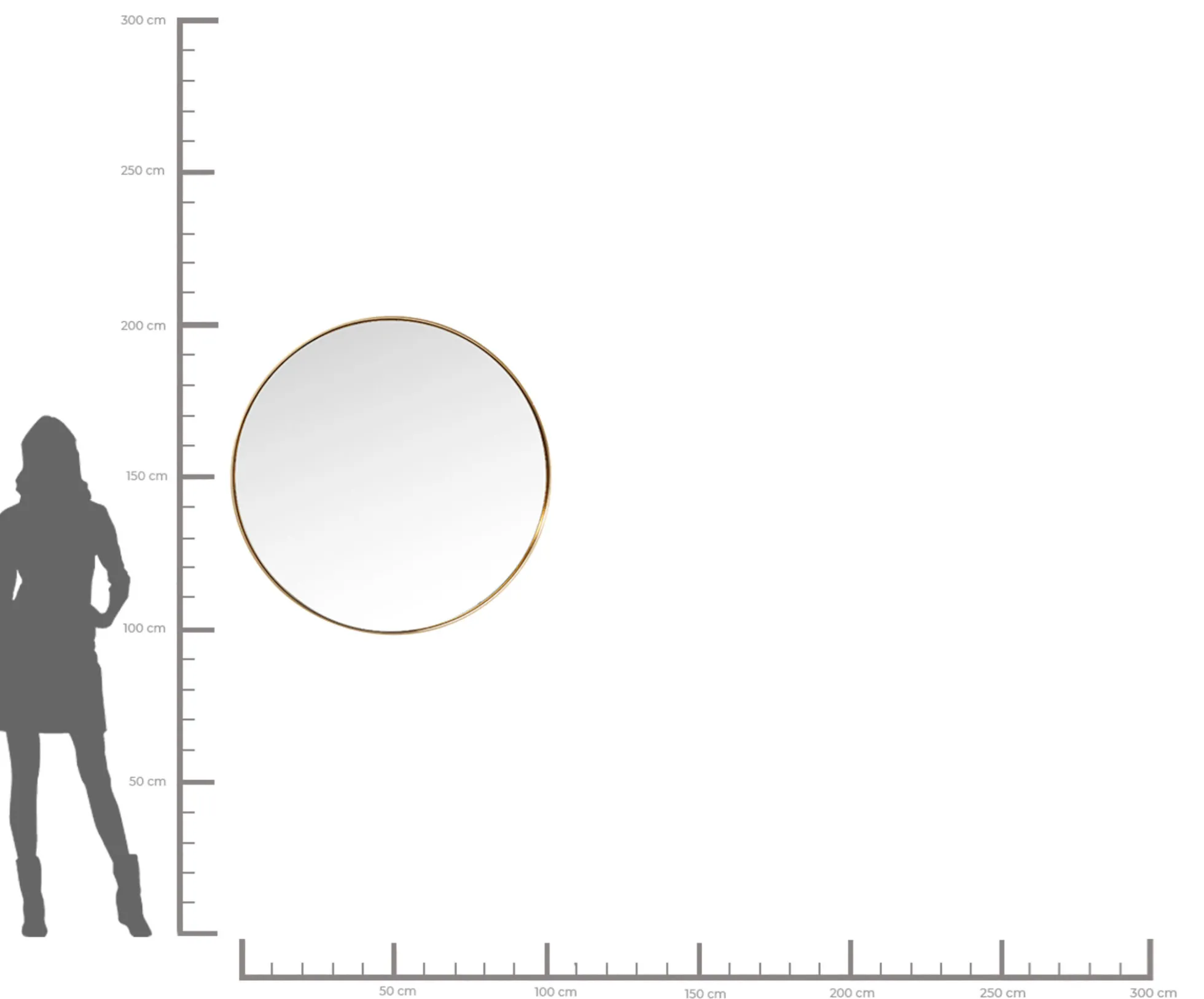 Lustro wiszące Curve Round ∅100 cm mosiężne
