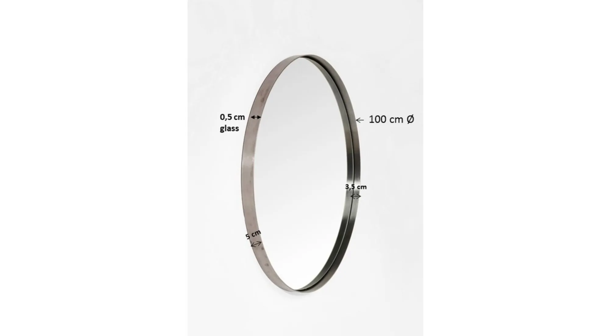 Lustro wiszące Curve Round ∅100 cm mosiężne