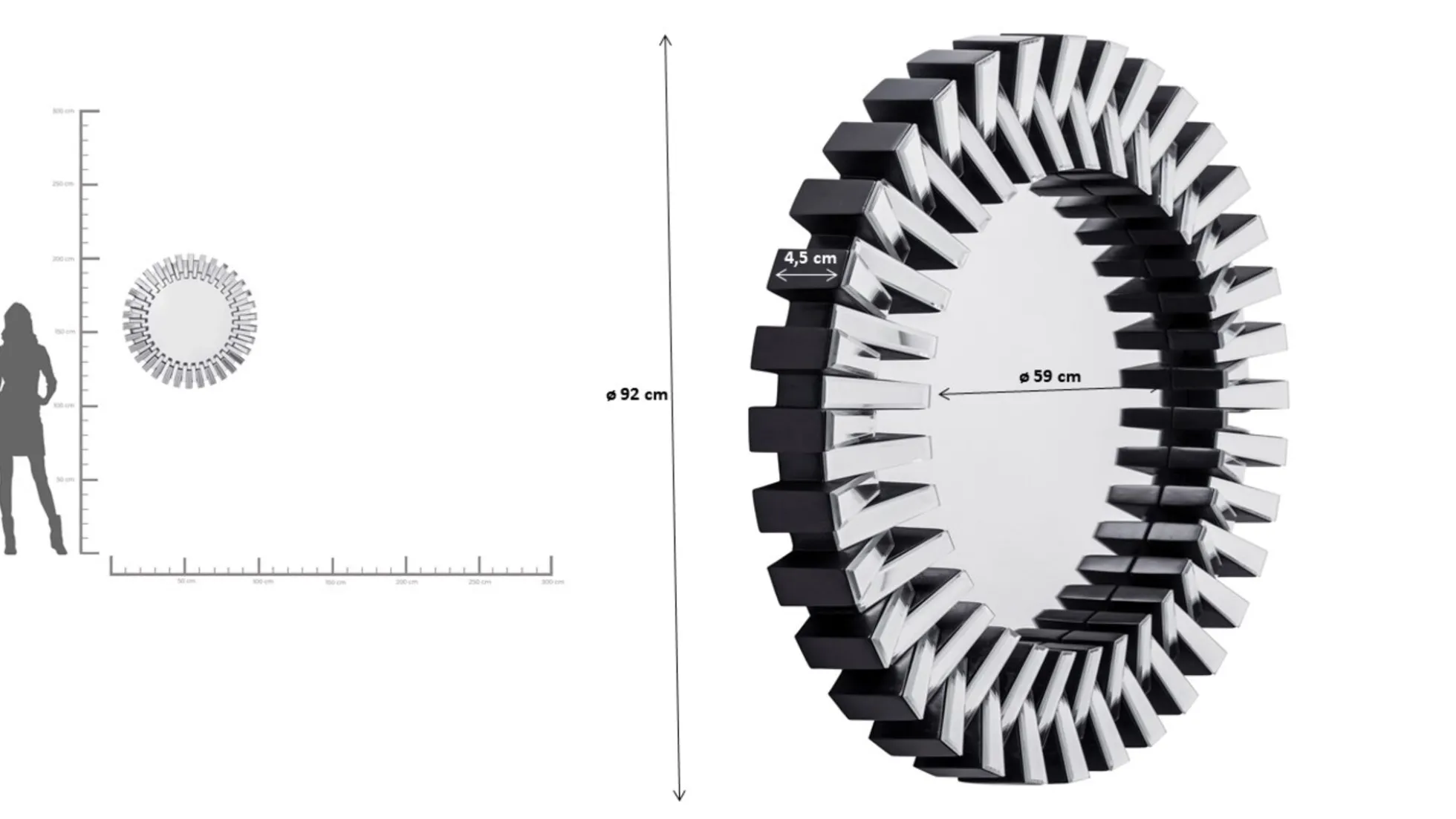 Lustro wiszące Sprocket ∅92 cm srebrne