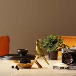 Miseczka dekoracyjna Parrot Guard 21x14 cm zielono-złota