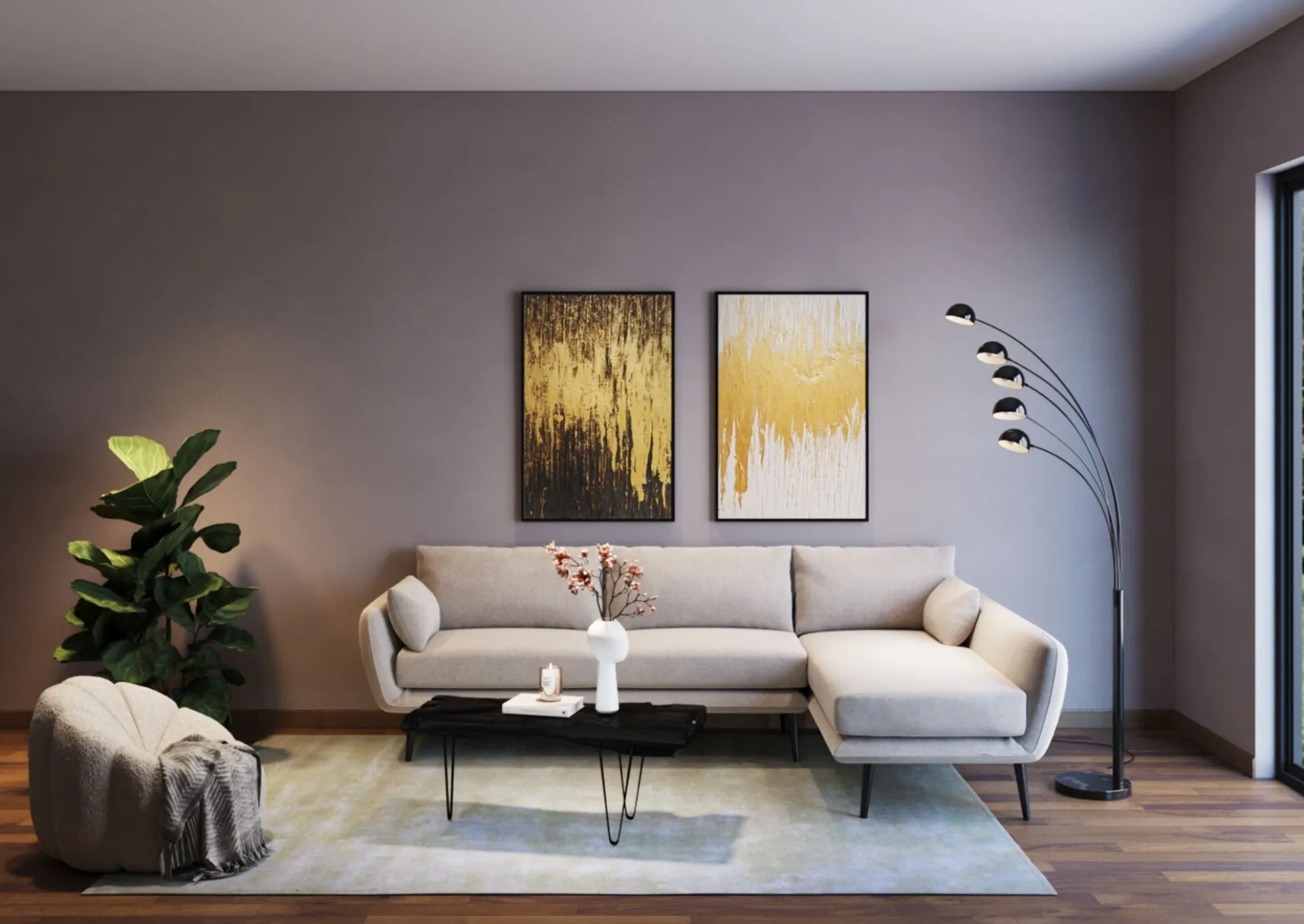 Narożnik Amalfi 275x159 cm kremowy prawy