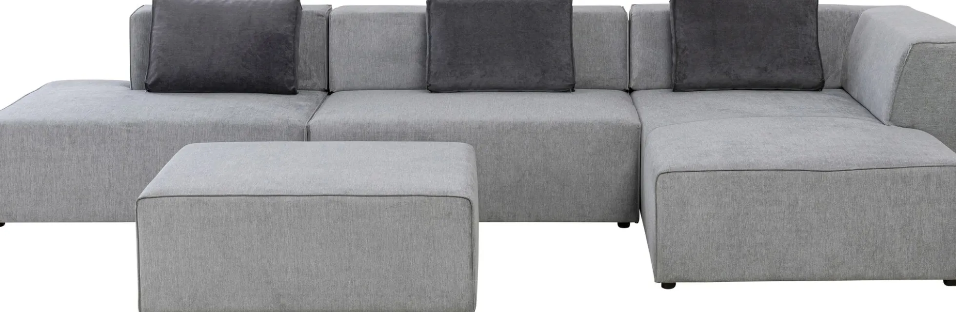 Narożnik duży modułowy szary 357x182 cm prawy
