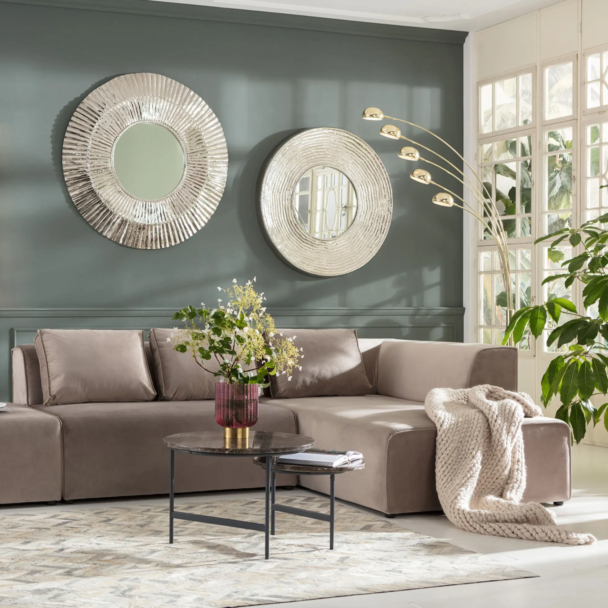 Narożnik Infinity Velvet 302x182 cm taupe prawy