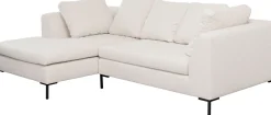 Narożnik lewy w kolorze kremowym nogi stalowe 250x167 cm