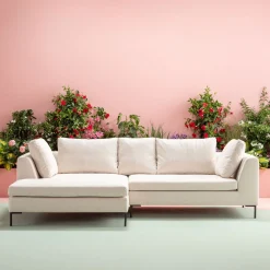 Narożnik lewy w kolorze kremowym nogi stalowe 250x167 cm