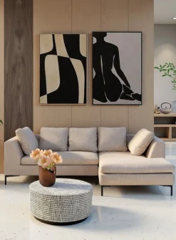 Narożnik prawy w kolorze kremowym nogi stalowe 250x167 cm
