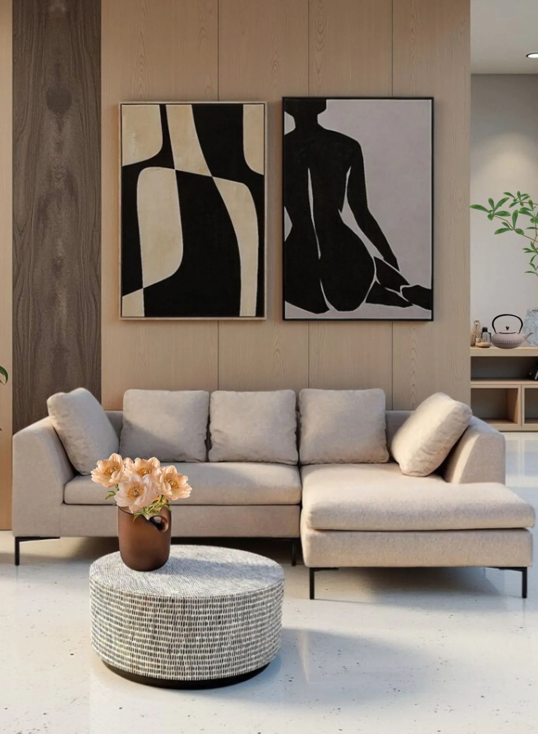 Narożnik prawy w kolorze kremowym nogi stalowe 250x167 cm